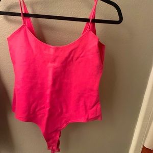 Hot pink tank top bodysuit